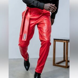 Orttu Red Leather Pants
